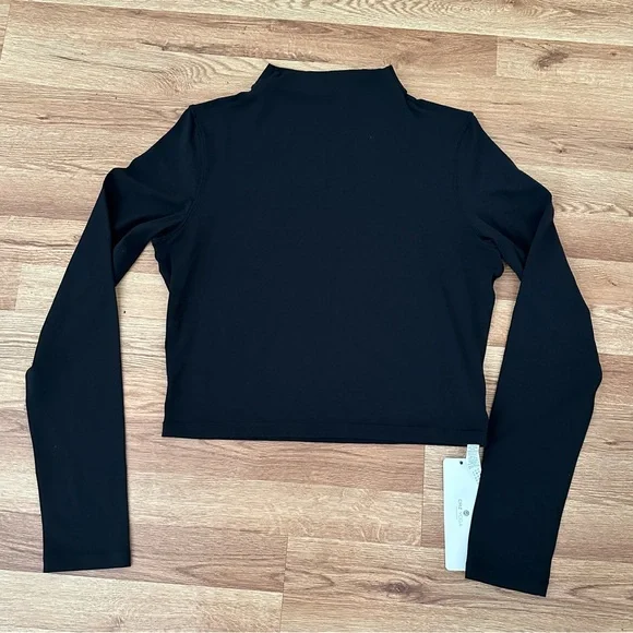 CRZ Yoga Women’s Cropped Long Sleeves Mock Turtleneck Top Black Size XL NWT - Picture 5 of 6